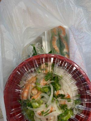 Shrimp pho & shrimp spring rolls