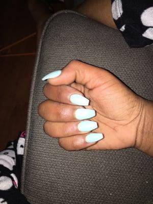 5 days later Ty is my favorite he shapes my nails the exact way I want them. Pretty gel colors too