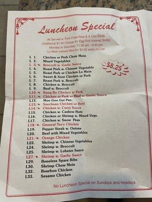 Luncheon Menu