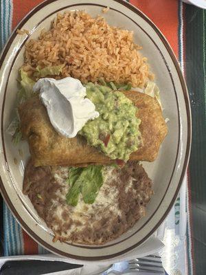 Chile Verde Chimichanga Lunch Plate