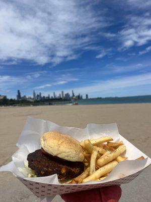 Veggie burger & fries