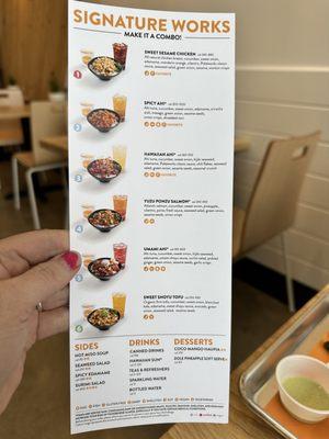 Signature bowls menu