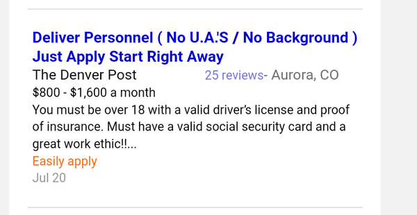 Job postings for The Denver Post confirm they will hire anyone, on the spot, no background check, no drug test, nothing. Yikes!