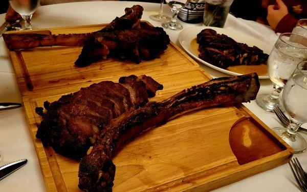 Two tomahawk shown. We couldn't resist but to get two for 4 people.