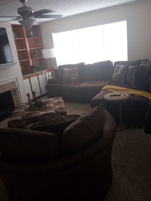 Sectional, ottoman and chair