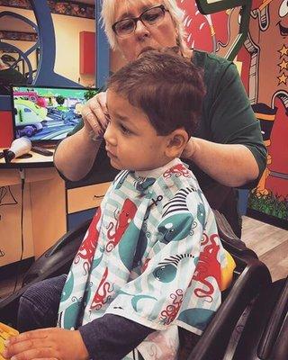 Baby boy's first haircut.