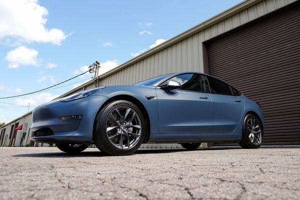 Model 3 wrapped in 3M Satin Thundercloud!