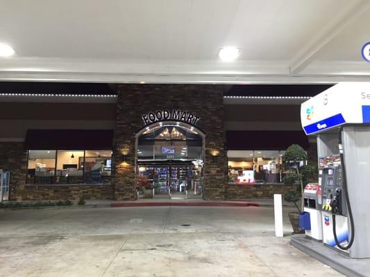 The food mart has a chandelier!