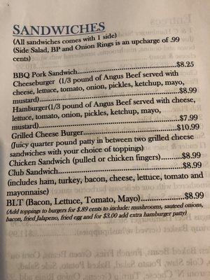 Menu continued