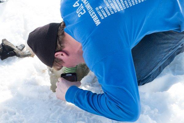 Checking out the inside of a frozen tank