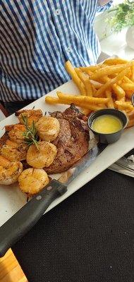 12 oz ribeye with shrimp and scallops!