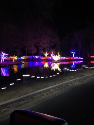 Lights reflecting off water