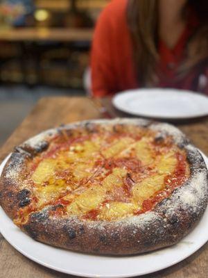 Pineapple red onion fermented chili pizza