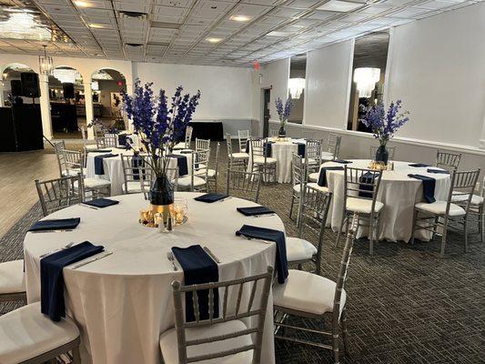 Tables set up for farewell party