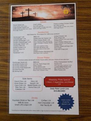 Son Rise Diner Menu