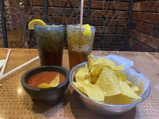 Warm chips and salsa