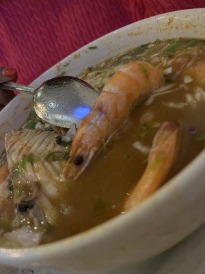 Whole shrimp in the soup