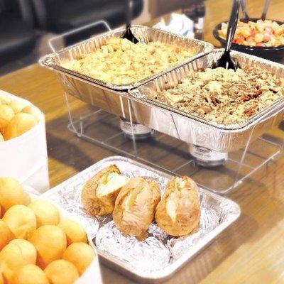 Cheesesteak and potato catering buffet