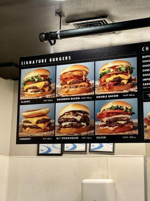 Menu of Signature Burgers