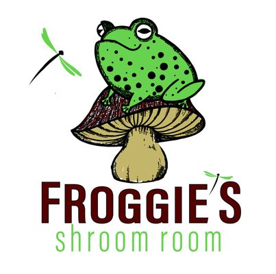 Froggies Shroom Room offers edible mushrooms to purchase - branding from Creative Juices