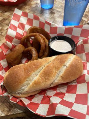 Steak and Cheese with Onion rings