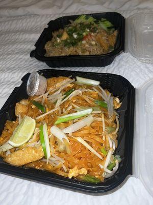 Pad Thai and Tofu Fried Rice