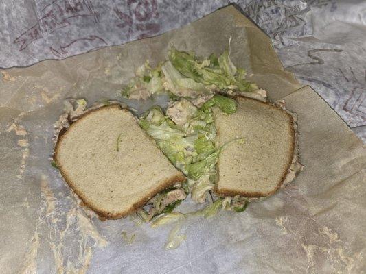 Tuna, cheese, lettuce, toasted