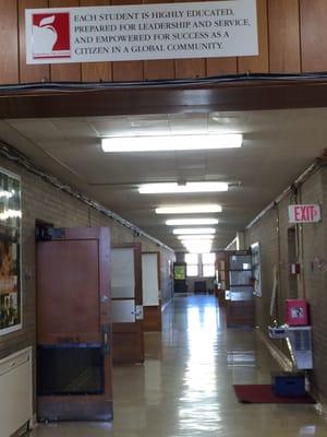 Hallway with Columbus City School Mission Statement on display