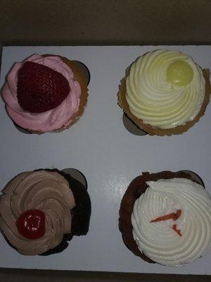 Strawberry,  lemon, chocolate mousse and carrot cake cupcakes