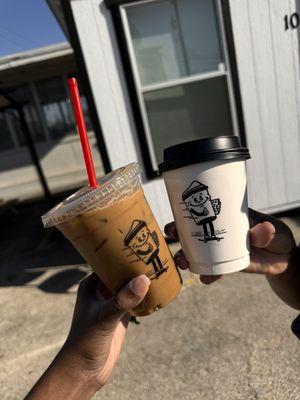 Iced Dirty Chai Tea Latte and Hot Chai Tea Latte with Oat Milk