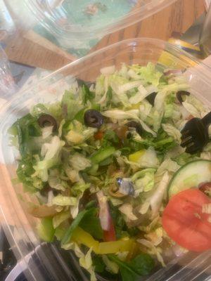 I got 2 olives and 1 tomato slice in my "chopped" (that they tried to not chop)salad. Seriously? First and last time here.