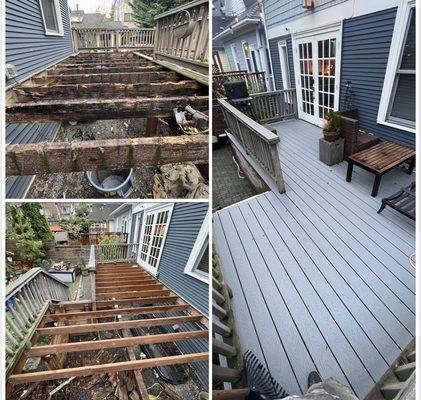 Replaced rotten wood on a deck in Queen Anne