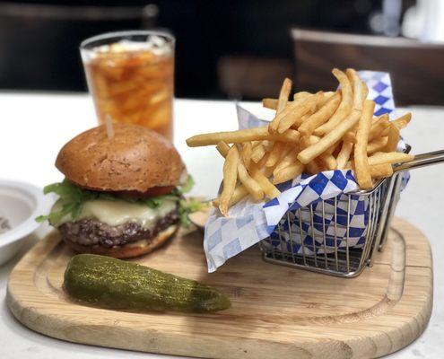 Natural Beef Burger and Arnold Palmer