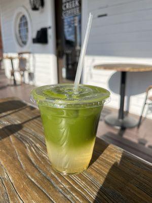 Peach matcha lemonade