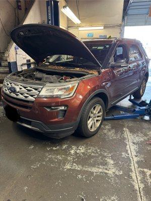 2018 Ford Explorer in for 100k tune up