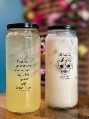 Limón agua fresca and horchata