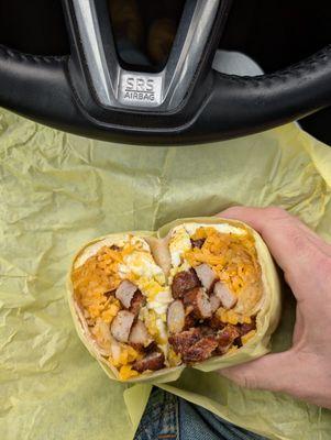 Breakfast burrito with sausage