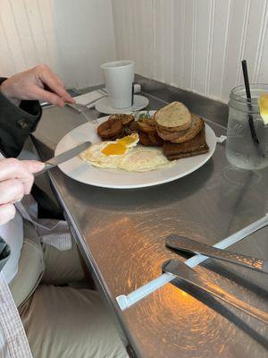 2 egg breakfast with scrapple