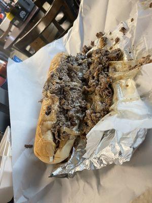 Large 10" cheesesteak with onions $12.95