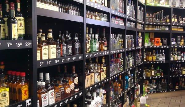 The liquor selection, with low prices