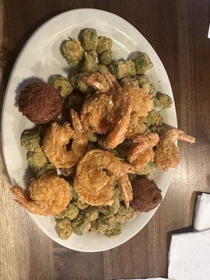 Shrimp platter and okra!