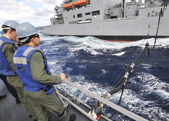 Refueling at sea.