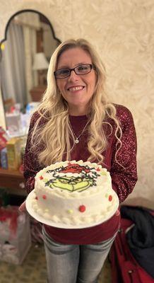 My Grinch cake. It was $35.