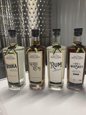 Selection of their amazing Vodka, rum and Rye whiskey