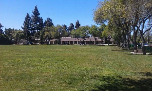 Looking across the field at the Gardner Community Center