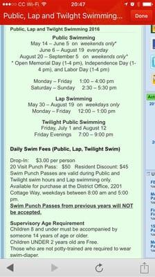 2016 Public Pool hours and rates... Tomorrow the girl and I head down for some water therapy