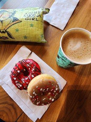 Strawberry blast and salted caramel (can we please stop salting caramel now?)  We ate them across at Black Rock Coffee.