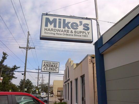 Mike's new signage.