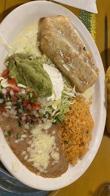 Chimichanga with beans & rice