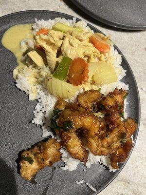 Yellow curry and honey crunchy chicken